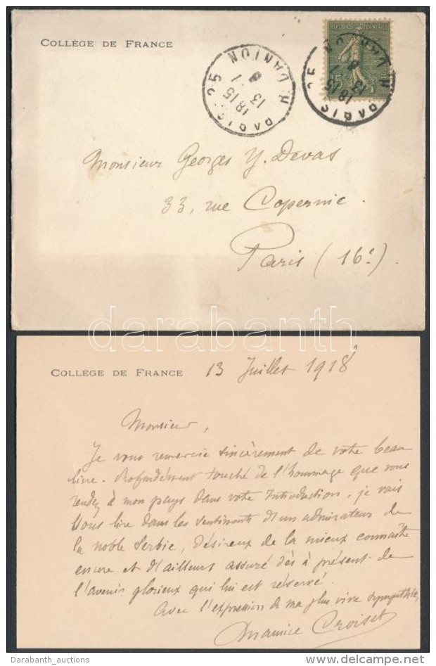 Maurice Croiset (1846-1935) Francia Tudós Sajét Kézzel írt Levele / Autograph Written... - Zonder Classificatie