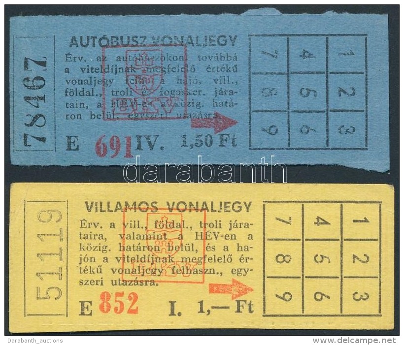 Cca 1980 Régi, Fel Nem Használt BKV Vonaljegyek: Autóbusz Vonaljegy 1,50Ft, Villamos Vonaljegy... - Zonder Classificatie