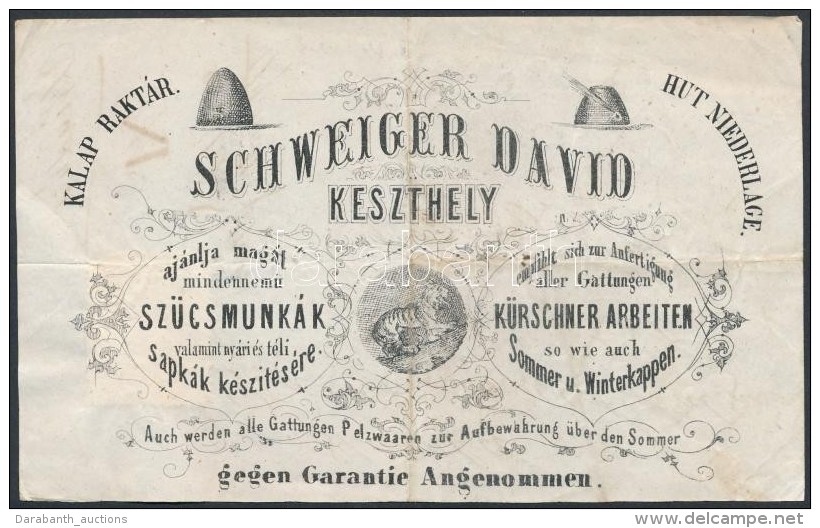 Cca 1890 Schweiger Dávid Keszthelyi SzÅ±csmester Kalapraktára; Díszes Számla 5 Kr... - Zonder Classificatie