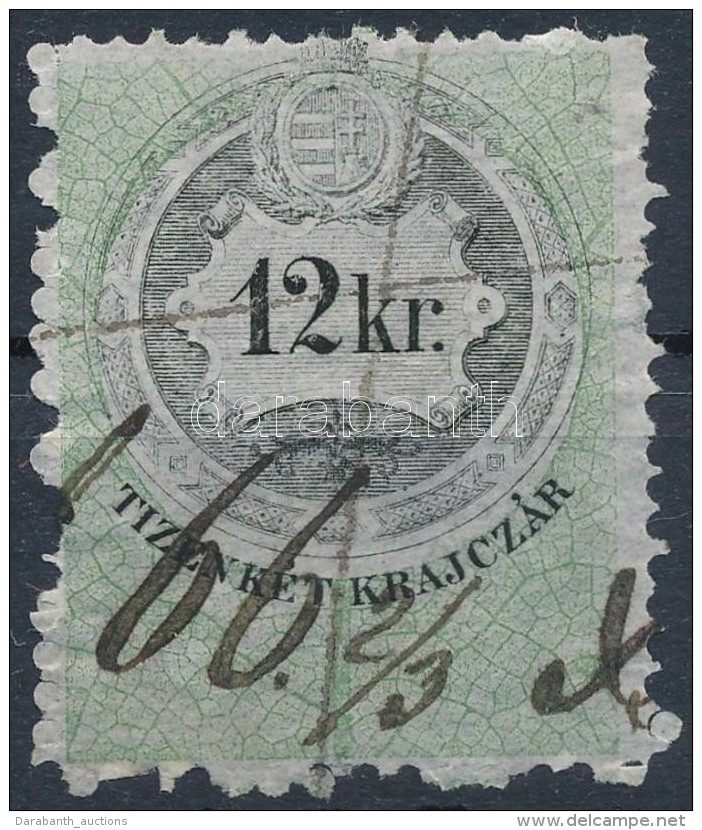 1868 12kr Okmánybélyeg ErÅ‘sen Elcsúszott Középrésszel / With Shifted... - Zonder Classificatie