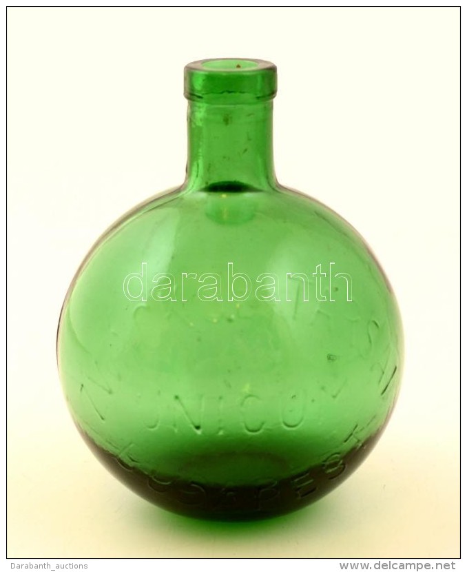 Zwack és Társai Unicum Zöld üveg, Hibátlan, M: 13 Cm - Vetro & Cristallo