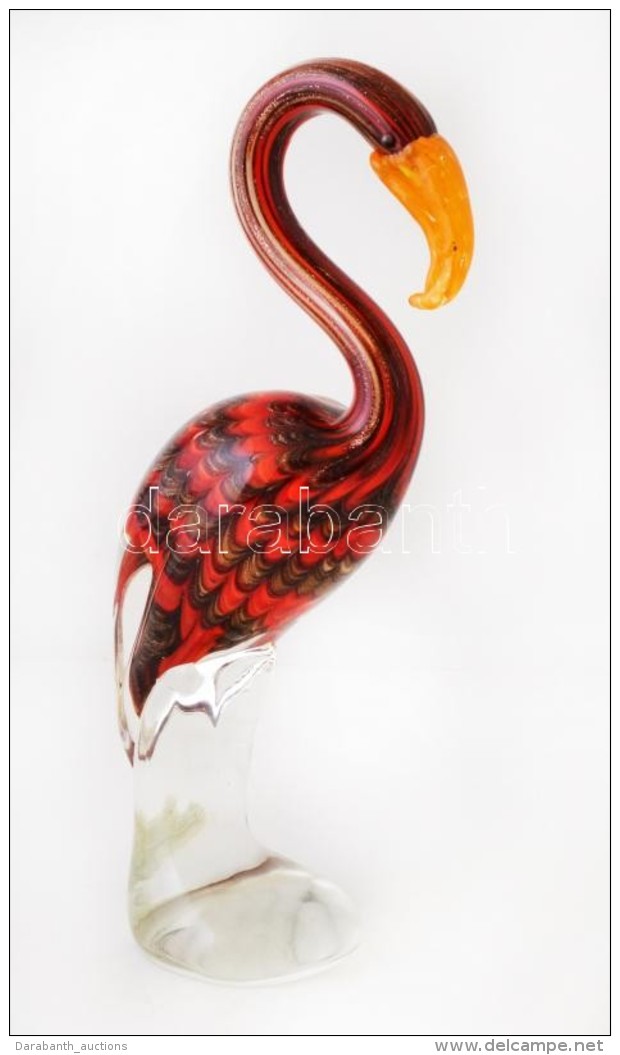 Muranói Flamingó Figura, Fúvott üveg,  TöbbrétegÅ±, Anyagában... - Vetro & Cristallo