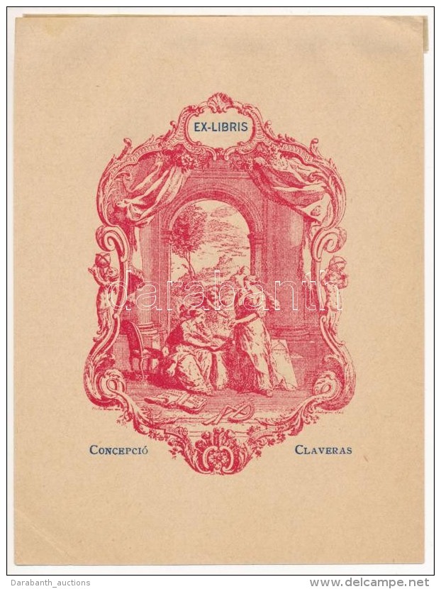 Olvashatatlan Jelzéssel: Ex Libris Concepció Claveras. Klisé, Papír, 10&times;7 Cm - Altri & Non Classificati