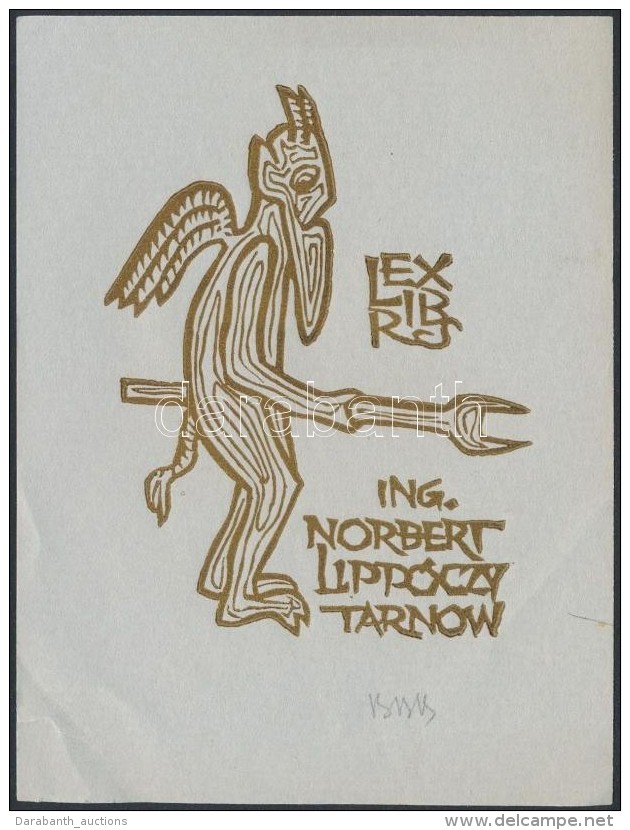 Vladimir Vinogradov (?-?): Ex Libris Ing. Norbert Lippóczy, Tarnów. Linómetszet, Papír,... - Altri & Non Classificati