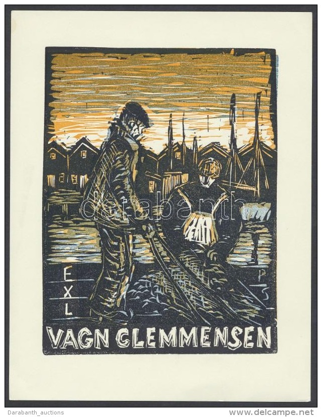 Soerensen, Poul (1896-1969) (?):  Ex Libris Vagn Glemmensen, Linó, Papír, Jelzett A Dúcon,... - Andere & Zonder Classificatie