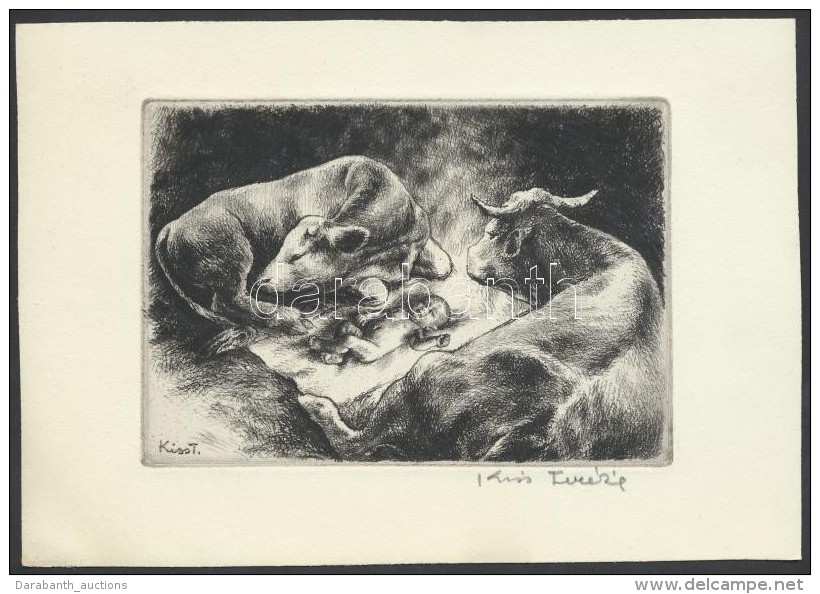 Kiss Terézia (1928- ):Újszülött. Rézkarc, Papír, Jelzett, 9&times;13 Cm - Andere & Zonder Classificatie