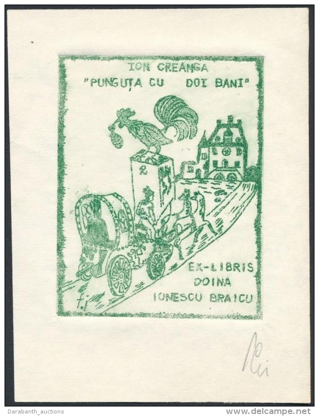 Franz Illi (1932-): Ex Libris Doina Ionescu Braicu. Rézmetszet, Papír, Jelzett, 9&times;7 Cm - Altri & Non Classificati