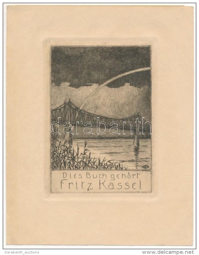 Erich F. Hübner (1883-1920): Ex Libris Fritz Kassel. Rézmetszet, Papír, Jelzett A Metszeten,... - Andere & Zonder Classificatie