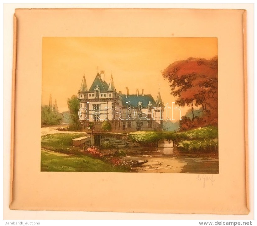Le Graf Jelzéssel: Chateau Azay Le Rideau. Színezett Rézkarc. Jelzett.  / Colored Etching... - Andere & Zonder Classificatie