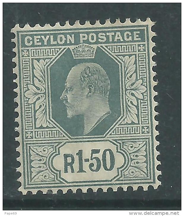 Ceylan N° 165 X  Edouard VII  1 R. 50 Gris Trace  De Charnière Pli Dans Gomme Vertical  Sinon TB - Ceylon (...-1947)
