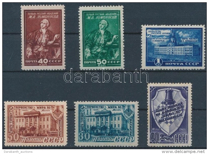 ** 1948 Sakk VB. Sor Mi 1292-1294 + 1949 Lomonosov Múzeum Sor Mi 1311-1313 - Andere & Zonder Classificatie