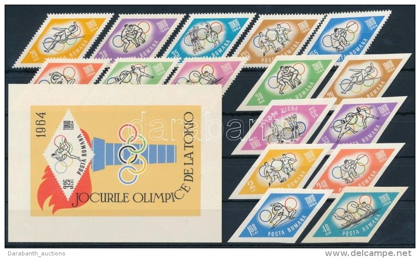 ** 1964 Nyári Olimpia, Tokió Fogazott és Vágott Sor Mi 2309-2324 + Blokk 58 - Andere & Zonder Classificatie