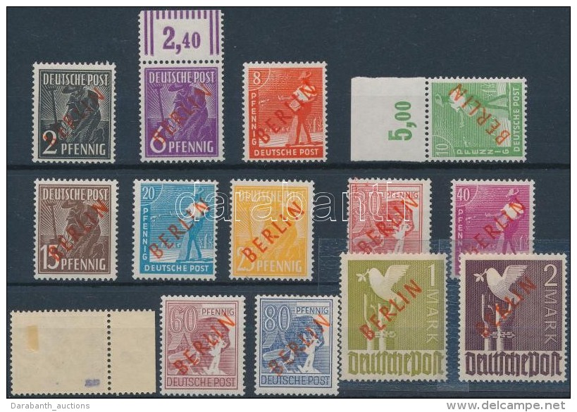 ** * 1949 Forgalmi Sor Piros Felülnyomással Mi 21-34, Signed GPSY (Mi EUR** 1.400,-)  (50Pf Falcos /... - Andere & Zonder Classificatie