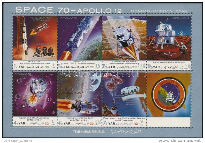 ** 1970 Apollo 12 Fogazott és Vágott Kisív Mi 1129-1135 - Altri & Non Classificati