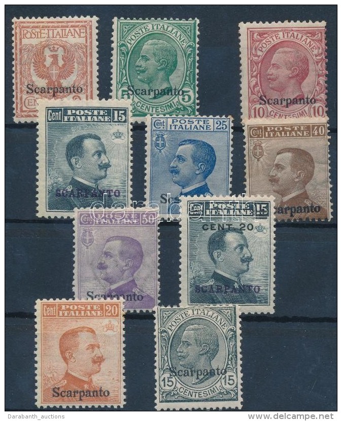 * 1912 Forgalmi 10 érték Scarpanto Felülnyomással Mi 3-12 XI - Altri & Non Classificati