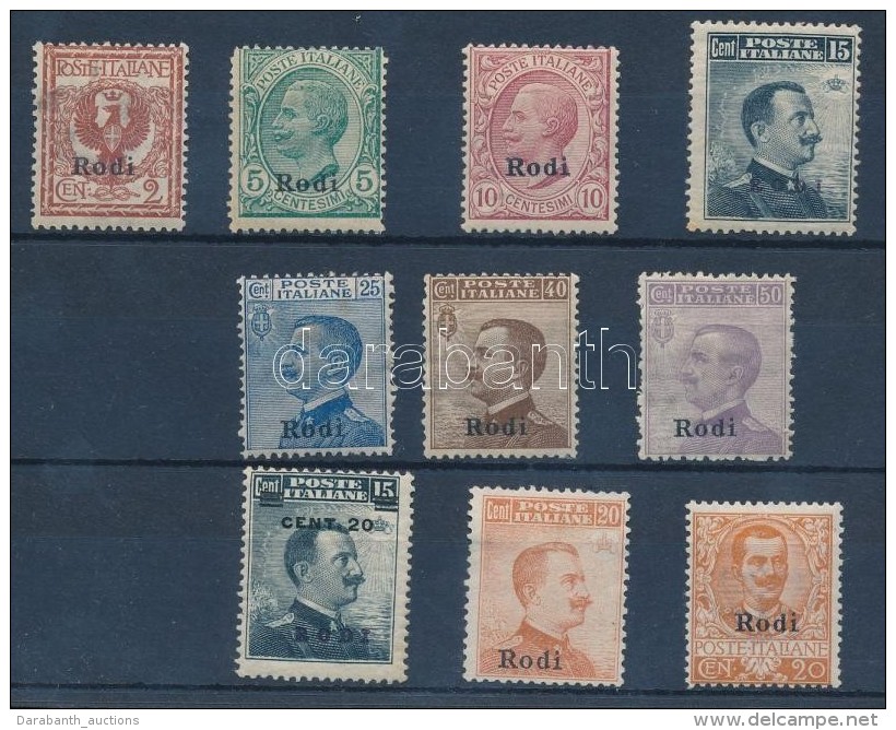 * 1912 Forgalmi 9 érték Rodi Felülnyomással Mi 3-11, 13 X - Altri & Non Classificati