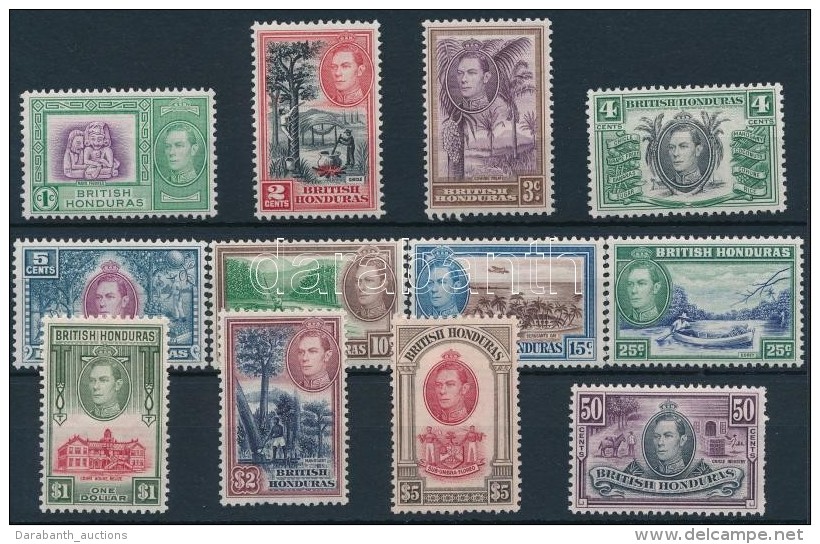 ** Brit Honduras 1938/1947 Forgalmi Sor Mi 112-123 (4c, 50c Foghibák / Perf. Faults) - Andere & Zonder Classificatie