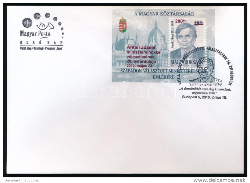 ** 2010 Antall József Felülnyomott Blokk és FDC (8.500) - Altri & Non Classificati