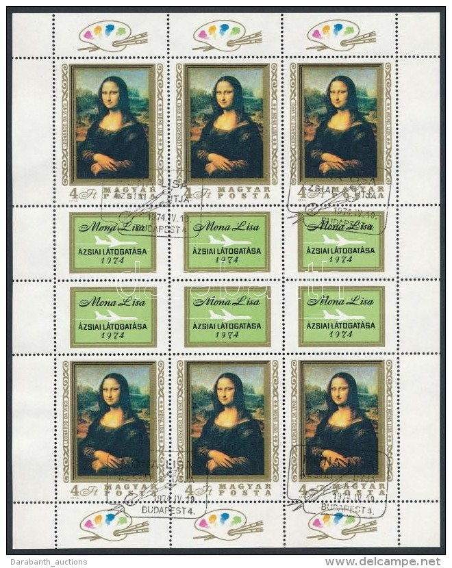 O 1974 Mona Lisa Teljes ív Alkalmi Bélyegzéssel (13.000) - Andere & Zonder Classificatie