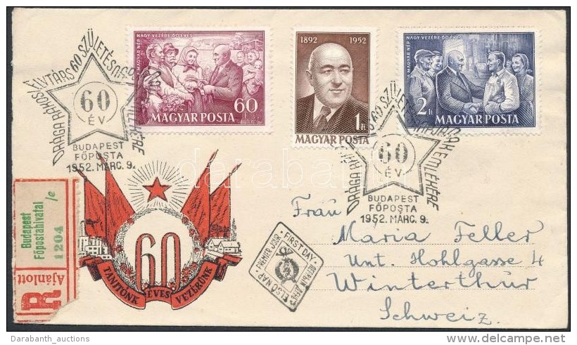 1952 Rákosi Mátyás Sor Ajánlott FDC-n - Andere & Zonder Classificatie