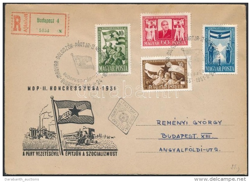 1951 MDP Kongresszus (I.) Sor Ajánlott FDC-n - Altri & Non Classificati