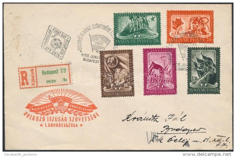 1950 DISZ (I.) Sor Ajánlott FDC-n - Altri & Non Classificati