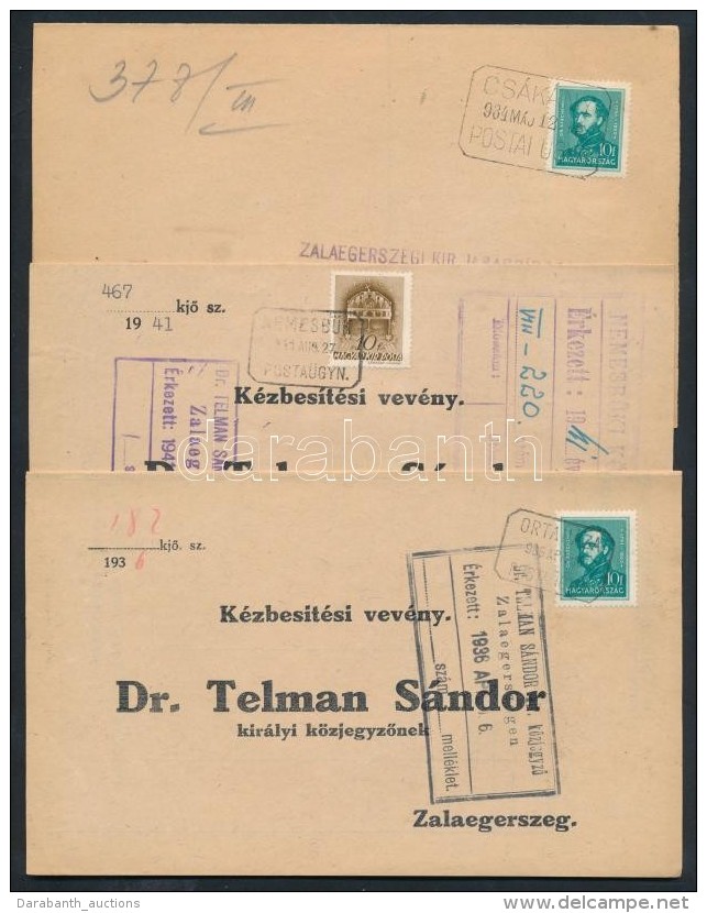 1934-1943 3 Küldemény Postaügynökségi Bélyegzésekkel:... - Andere & Zonder Classificatie