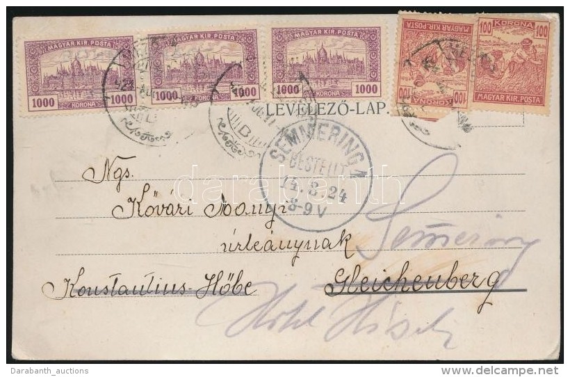 1924 (14. Díjszabás) Képeslap Ausztriába - Andere & Zonder Classificatie
