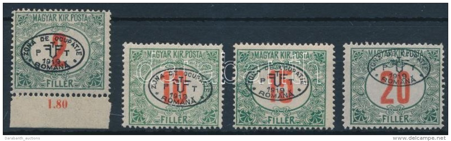 ** * Debrecen I. 1919 Pirosszámú Portó 2f, 10f, 15f, 20f (10.100) / Postage Due Mi 3, 6, 8-9... - Altri & Non Classificati