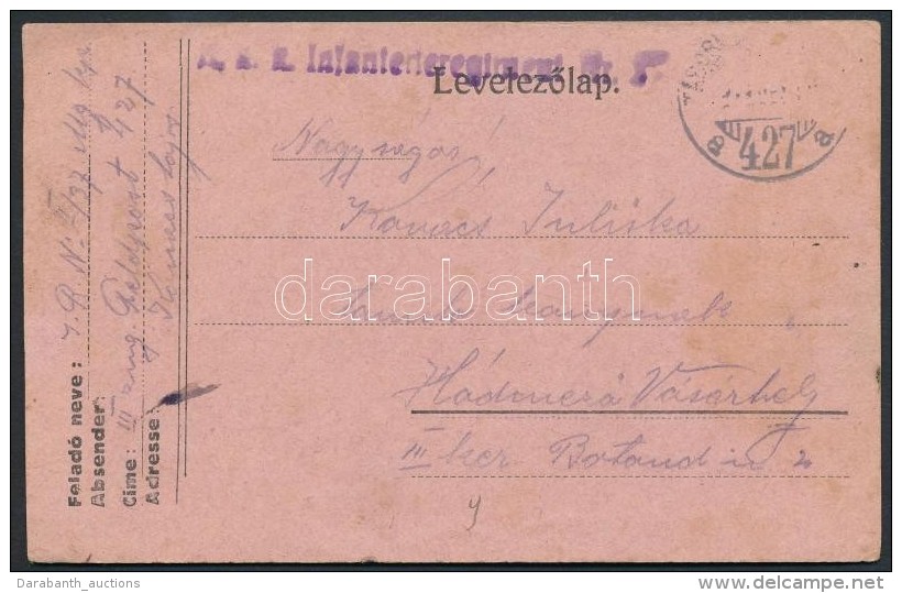 1917 Tábori Posta LevelezÅ‘lap / Field Postcard 'K.u.k. Infanterieregiment Nr.68' + 'TP 427 A' - Andere & Zonder Classificatie