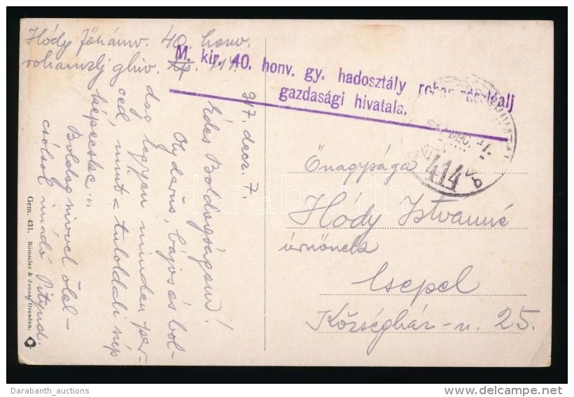 1917 Tábori Posta Képeslap / Field Postcard 'M.kir. 40. Honv. Gy. Hadosztály... - Andere & Zonder Classificatie