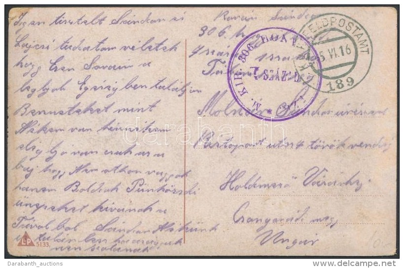 1916 Tábori Posta Képeslap / Field Postcard 'M.KIR. 306. HONVÉD ...' + 'FP 189' - Andere & Zonder Classificatie