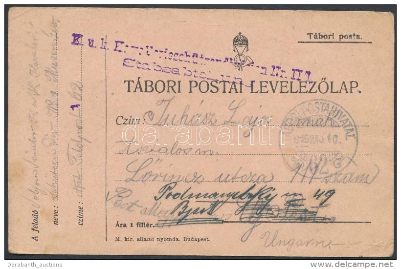 1916 Tábori Posta LevelezÅ‘lap / Field Postcard 'TP 62' - Andere & Zonder Classificatie