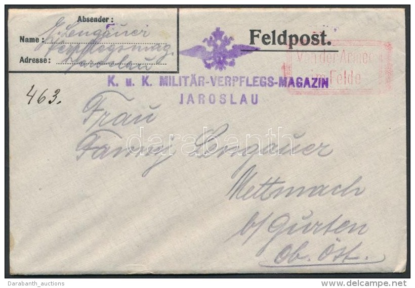 1915 Tábori Posta Levél Tartalommal 'K.u.k. MILITÄR-VERPFLEGS-MAGAZIN JAROSLAU' - Andere & Zonder Classificatie