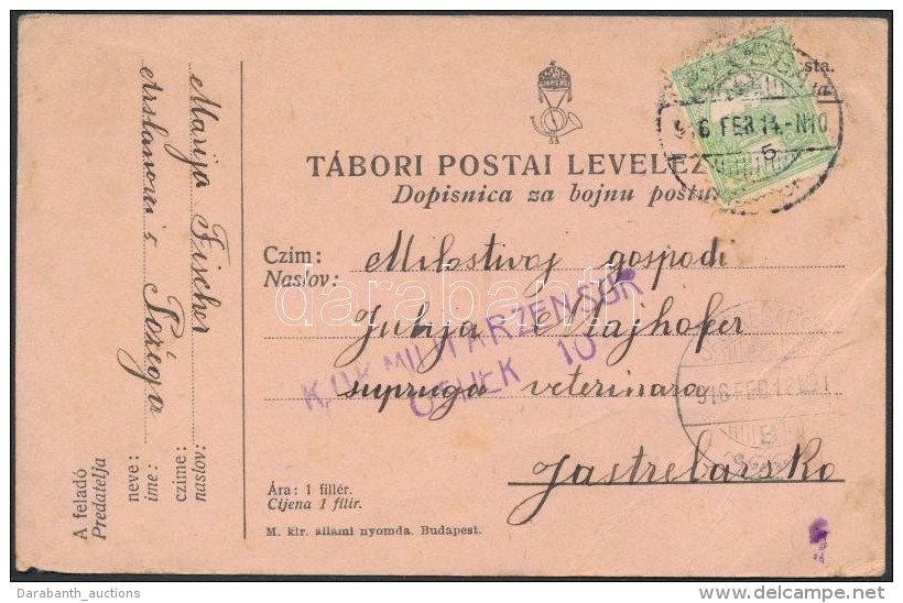 1916 Cenzúrás KétnyelvÅ± Tábori LevelezÅ‘lap Polgári Postán... - Altri & Non Classificati