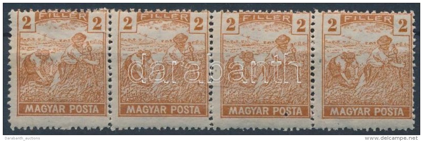 ** * 1919 Magyar Posta 2f Elfogazott Négyescsík - Altri & Non Classificati