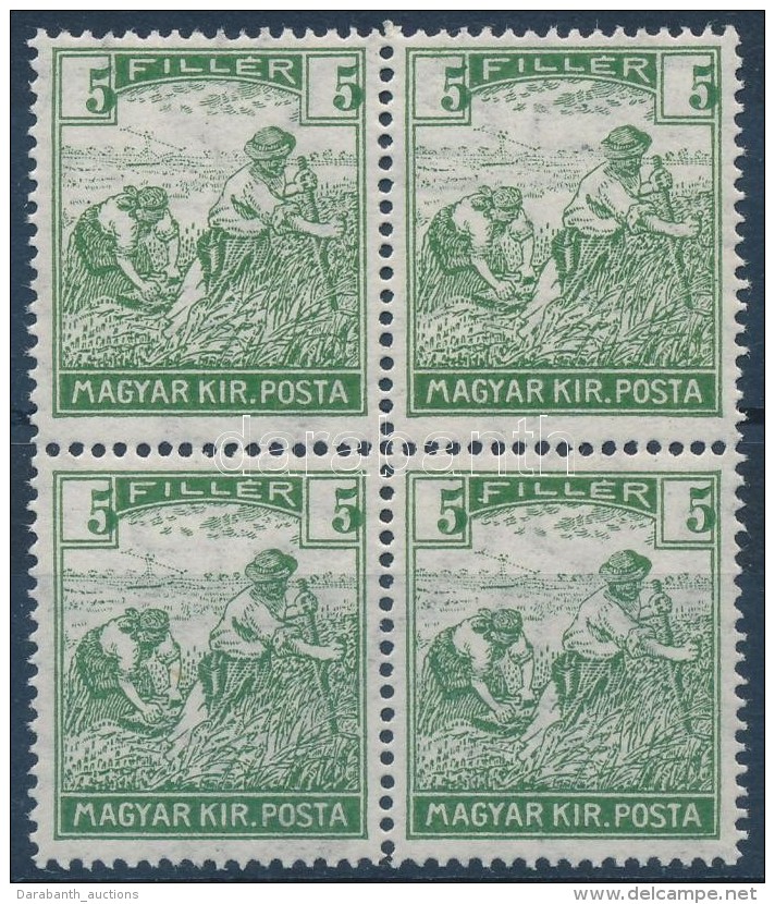 ** 1916 Arató 5f Négyestömb Elcsúszott értékszámokkal - Andere & Zonder Classificatie