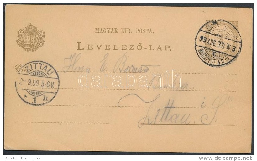 1899 Díjjegyes LevelezÅ‘lap ZSOLNA - GALÁNTA / BUDAPEST 45 SZ. Vasúti és 'ZITTAU'... - Autres & Non Classés
