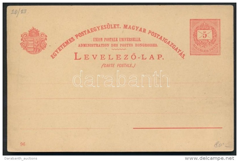 1896 Díjjegyes LevelezÅ‘lap 5kr, Mátyás Király - Altri & Non Classificati