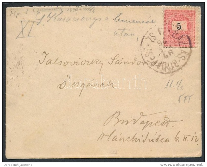 1892 5kr Levélen BAZIÁS - BUDAPEST Vasúti és 'BUDAPEST / FÅPOSTA' + 'BUDAPEST /... - Other & Unclassified