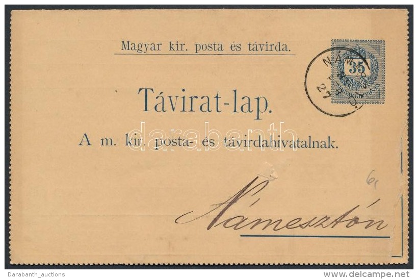 1889 Díjjegyes Zárt Táviratlap ,,NÁMESZTÓ' - Andere & Zonder Classificatie