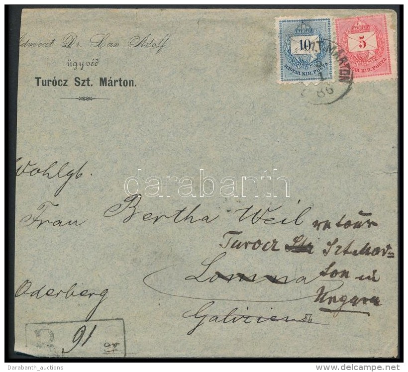 1886 5kr + 10kr Ajánlott Levélen 'TURÓCZ SZT. MÁRTON' - 'LOMNA' Visszaküldve - Andere & Zonder Classificatie