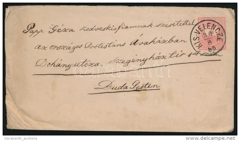 1885 5kr Díjjegyes Boríték 'KIS-VELENCZE' - Budapest - Other & Unclassified