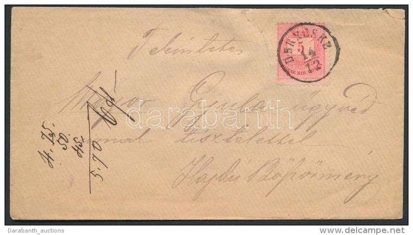 Ca.1880 5kr Levélen 'DERECSKE' - Hajdú Böszörmény - Other & Unclassified