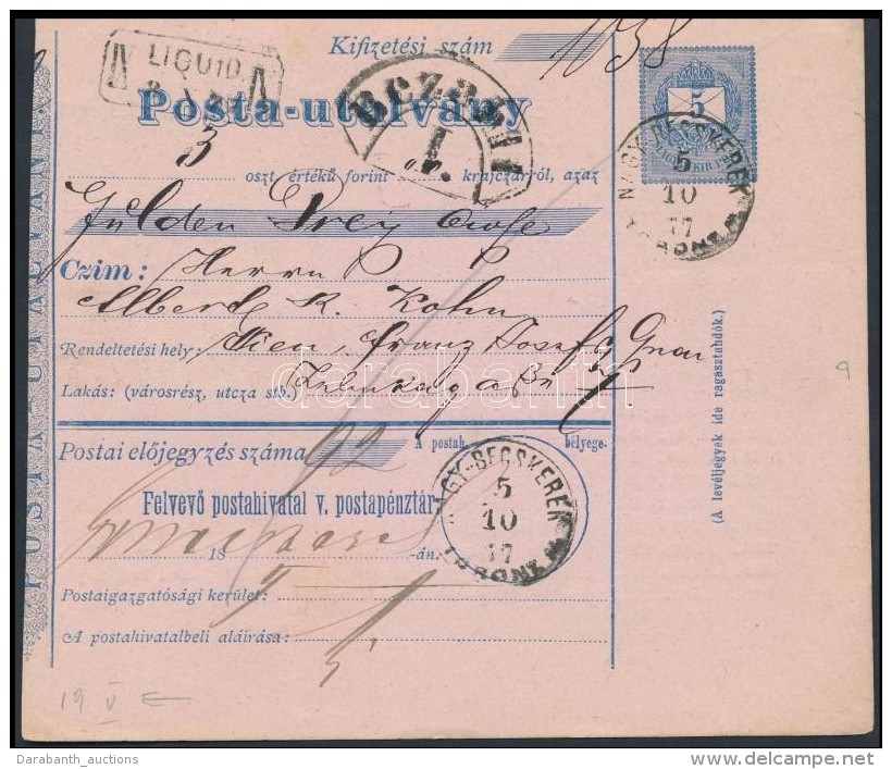 1877 Díjjegyes Postautalvány 'NAGY-BECSKEREK TORONT M' - Wien - Andere & Zonder Classificatie
