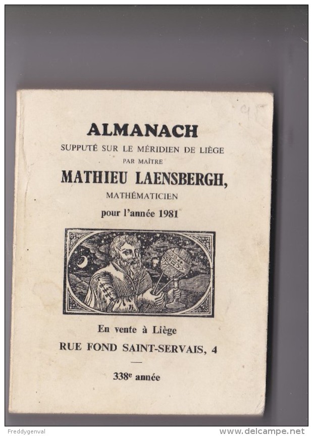 ALMANACH SUPPUTE SUR LE MERIDIEN DE LIEGE PAR MAITRE MATHIEU LAENSBERGH 1983 - Autres & Non Classés