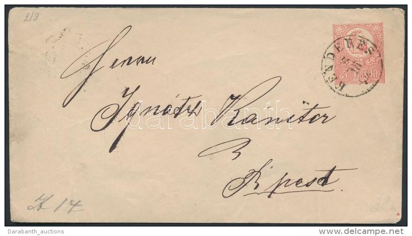 1874 5kr Díjjegyes Boríték 'KENDERES' - 'BUDAPEST' - Altri & Non Classificati