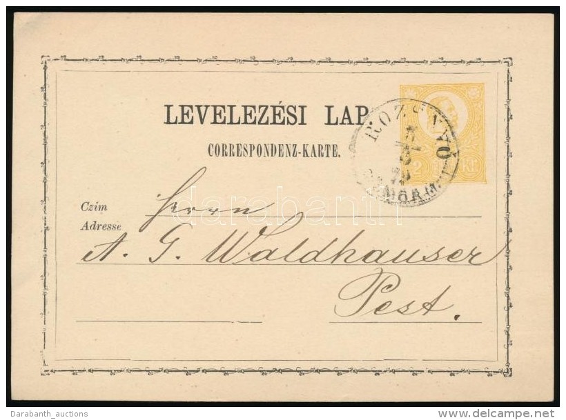1872 Díjjegyes LevelezÅ‘lap ,,ROZSNYÓ GÖMÖR M' - Pest - Andere & Zonder Classificatie