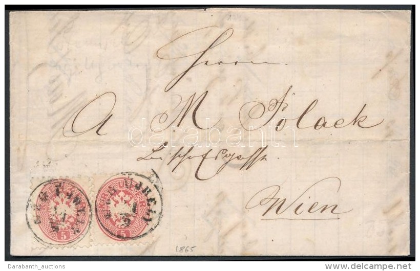 1865 2x5kr Levélen 'VÁG-ÚJHELY' - 'WIEN', Benne Számla 5kr... - Andere & Zonder Classificatie