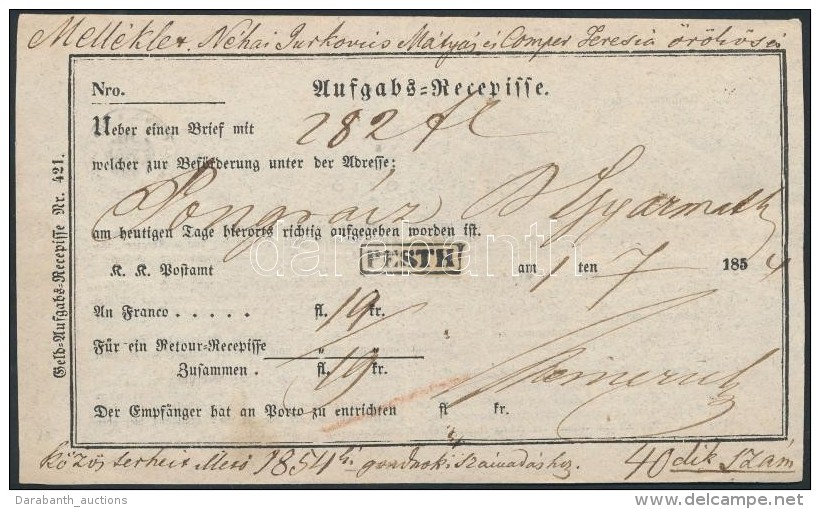 1854 Aufgabs Recepisse 'PESTH' - Balassagyarmat - Andere & Zonder Classificatie